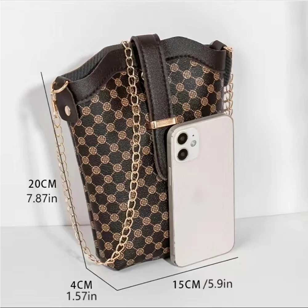 Light Pink Patterned Leather Crossbody Purse